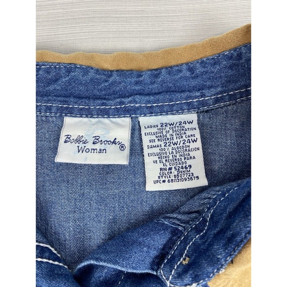 VTG‎ 90s Bobbie Brooks Denim Shirt Womens 22/24W Embroidered Leaves Fall Autumn - Picture 6 of 10